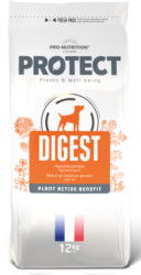 Pro-Nutrition Flatazor PROTECT DOG Digest 12 kg - Пълноценна диетична храна за кучета със специфични хранителни потребности - храносмилателни проблеми, необходимост от защита на черния дроб, за оптимално храносмилане, 73% протеини от животински произход