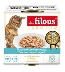 les filous® premium – Консерва за котки - филенца Риба тон с късчета Скариди в желе