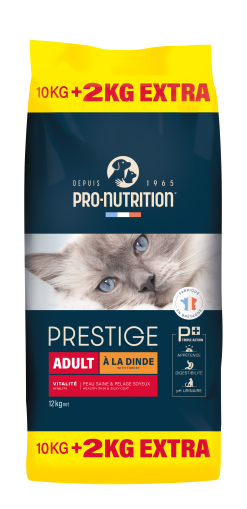 PRESTIGE CAT ADULT с ПУЙКА 10 кг + 2 кг гратис - Пълноценна храна за пораснали котки. Произведена във Франция. 