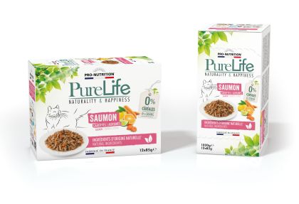 Pure Life Cat МУЛТИПАК (12 бр.) пауч за котки със СьОМГА - филенца със сьомга