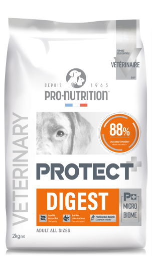 NEW Formula PROTECT DOG Digest 2 kg - Пълноценна диетична храна за кучета със специфични хранителни потребности - "Компенсиране на лошо храносмилане". "Намаляване на риска от смущения в чревната непропускливост".