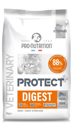 NEW Formula PROTECT CAT Digest 2 kg - Пълноценна диетична храна за котки със специфични хранителни потребности:  "Компенсиране на лошо храносмилане". "Намаляване на риска от смущения в чревната непропускливост".