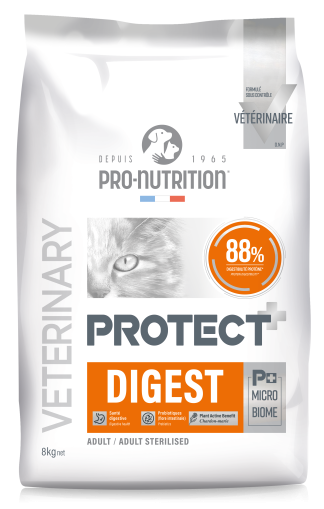 NEW Formula PROTECT CAT Digest 8 kg -  Пълноценна диетична храна за котки със специфични хранителни потребности:  "Компенсиране на лошо храносмилане". "Намаляване на риска от смущения в чревната непропускливост".
