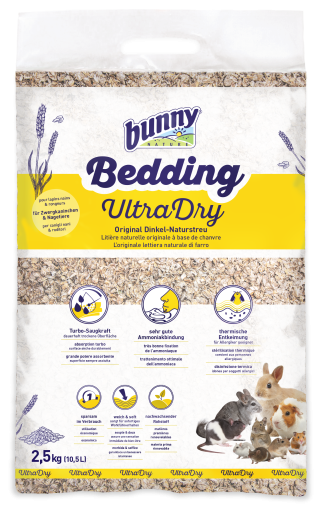 bunny Bedding „ULTRA Dry“ – Оригинална естествена постеля от спелта за зайци и гризачи 10,5 л, 2,5 кг, ултрасуха