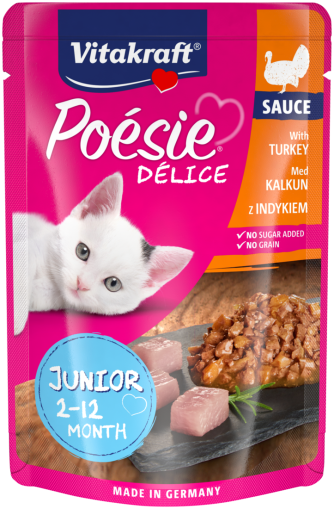  Vitakraft, POÉSIE DÉLICE пауч JUNIOR с ПУЙКА в сос, пуешки гърди