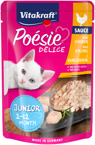 Vitakraft, POÉSIE DÉLICE пауч JUNIOR с ПИЛЕ – вкусен сос с истински парченца месо