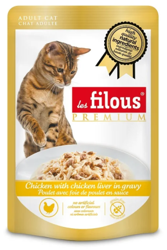 les filous® premium – Пауч за котки Пиле с късчета Пилешки черен дроб в сос  
