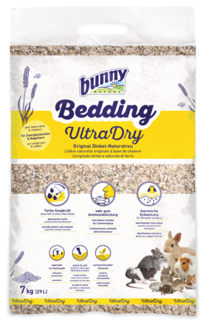 bunny Bedding „ULTRA Dry“ – Оригинална естествена постеля от спелта за зайци и гризачи 29 л, 7 кг, ултрасуха + Подарък: 1 бр. Постеля bunny Bedding Linum 12,5  л