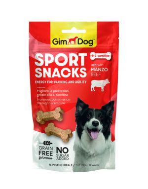 GimDog Sport Snacks – Мини кокалчета с говеждо 60 г. Лакомство за кучета с L-карнитин.