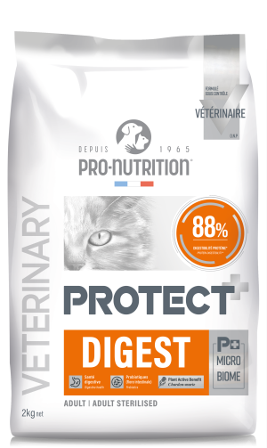 NEW Formula PROTECT CAT Digest 2 kg - Пълноценна диетична храна за котки със специфични хранителни потребности:  "Компенсиране на лошо храносмилане". "Намаляване на риска от смущения в чревната непропускливост".