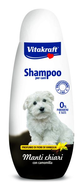 VITAKRAFT ® Shampoo - Шампоан за КУЧЕТА със СВЕТЛА  КОЗИНА – с лайка и аромат на цвят от ванилия, Vita  Cosmetics