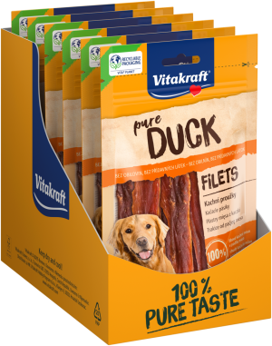 Лакомства за кучета - Vitakraft ® Pure  DUCK Filets - Филета от ПАТЕШКО месо, 100% ПАТЕШКО в съдържанието на месо