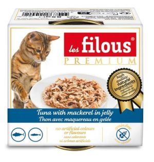 les filous® premium – Консерва за котки Риба тон с късчета Скумрия и Сьомга в желе