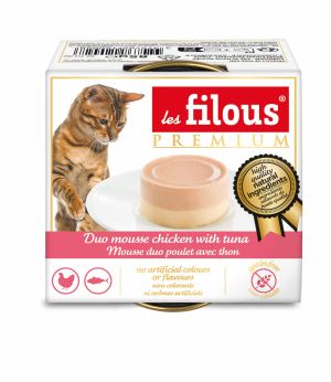 les filous® premium – ДВОЕН МУС за котки Пилешко с Риба Тона, с гладка текстура