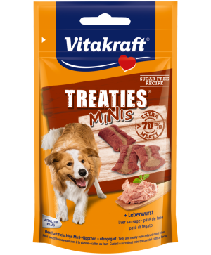 Treaties® Minis Liver Sausage - СОЧНИ ХАПКИ ЗА КУЧЕТА С ЛЕБЕРВУРСТ, над 70% месни, Vitakraft 
