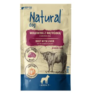 NATURAL пауч за куче с ГОВЕЖДО, ДРОБ И ТИКВА, 500 г